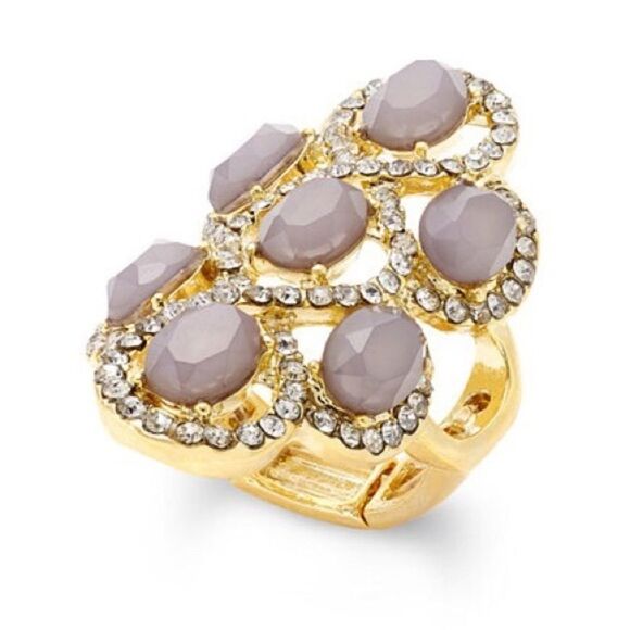 ✨4xHP✨Gray Crystal Statement Stretch Ring✨ - Picture 1 of 3